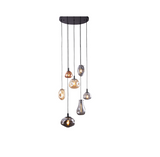 Light Trend hanglamp Shirly, 7-lichts rond met amber-smoke glas